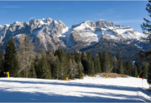 Northern Brenta Dolomites from the Pradolago Piste