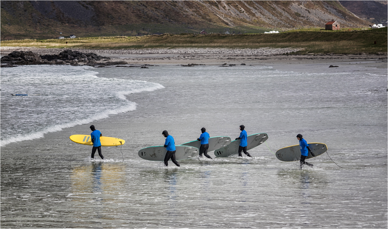 Surfers On Skagsanden Beach