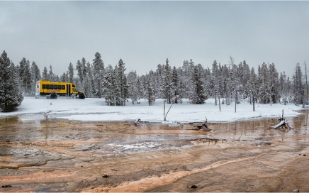 Snow Coach Passing The Silex Spring Run-Off