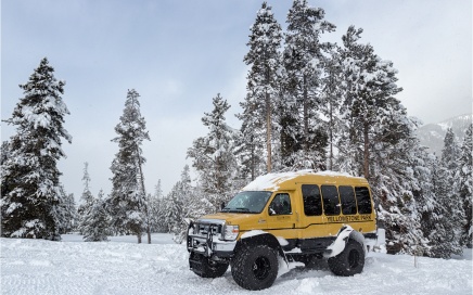 Snow Coach at Lower Geyser Basin