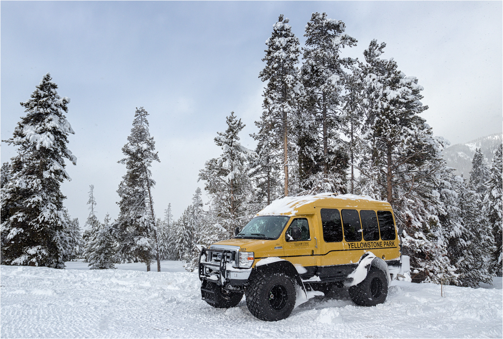 Snow Coach at Lower Geyser Basin