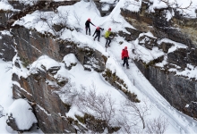 Ice Climbers Descending The Gorge
